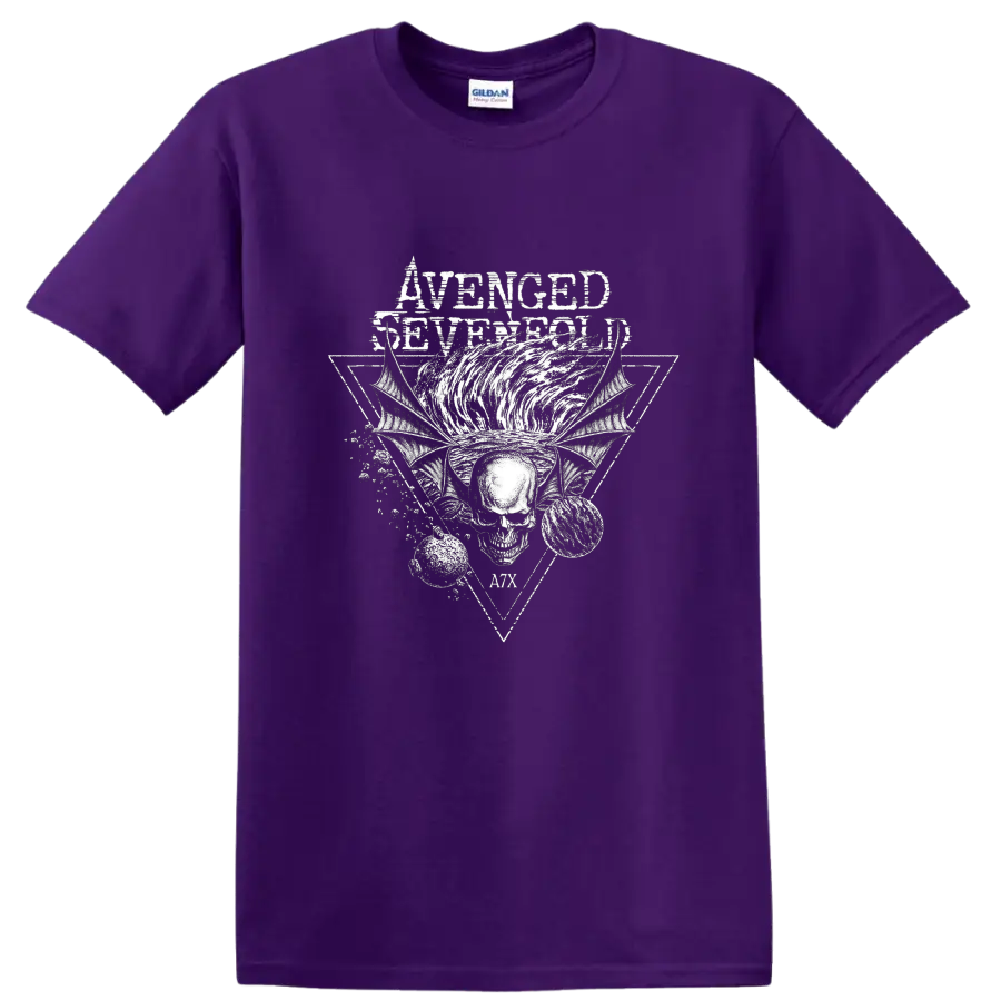 Avenged Sevenfold A7X skull wings vintage rock band graphic - Purple