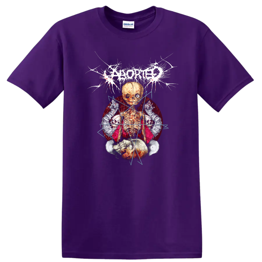 ABORTED-inspired skull skeleton rock metal graphic print - Purple