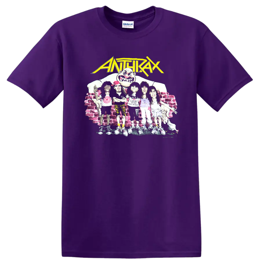 Anthrax band graphic print T Shirt with vintage cartoon concert - Purple