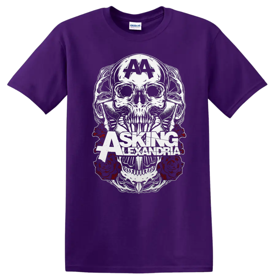 Asking Alexandria skull and red roses graphic print - Purple