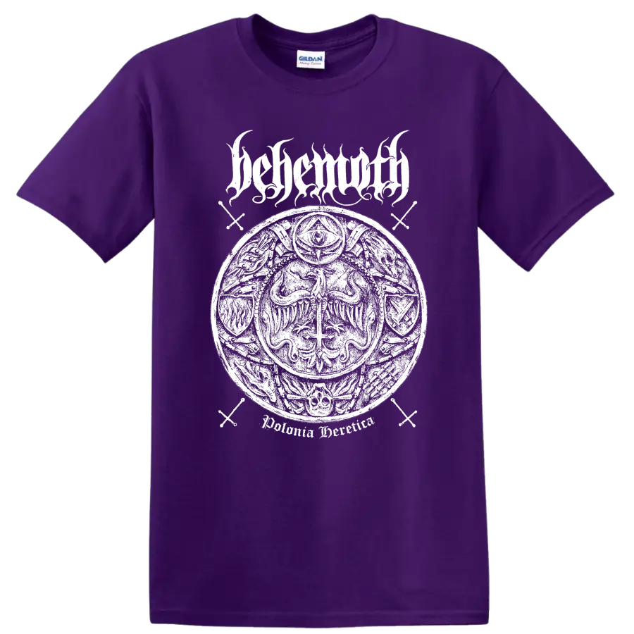 BEHEMOTH rock metal logo graphic on a T - Purple