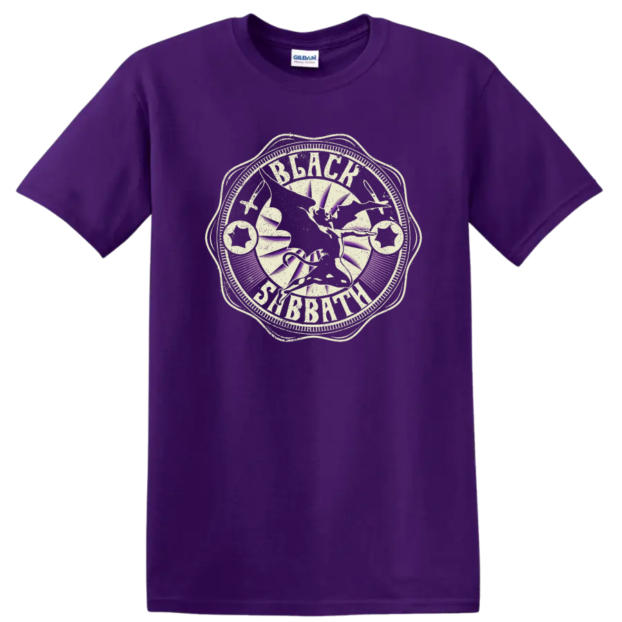 Black Sabbath distressed vintage band logo graphic print T - Purple