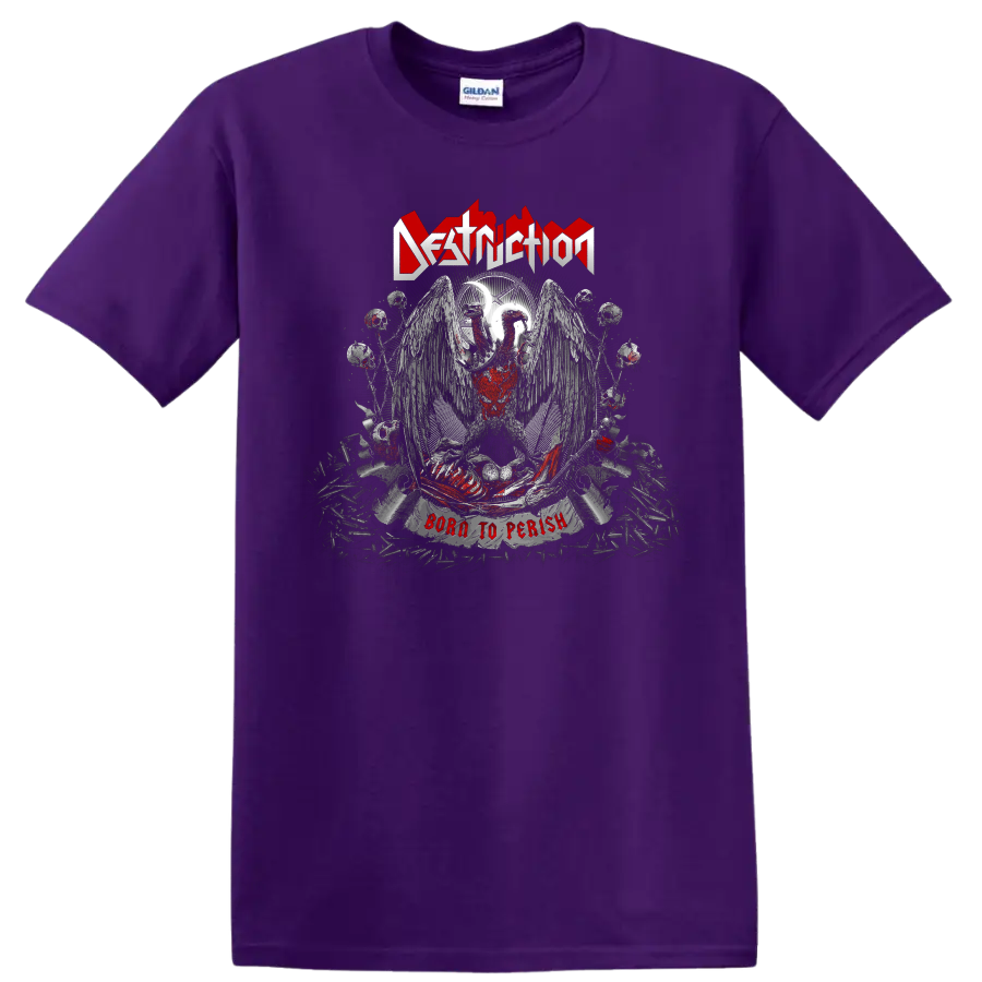 Destruction Born To Perish heavy metal graphic print T-shirt with winged skull - Purple