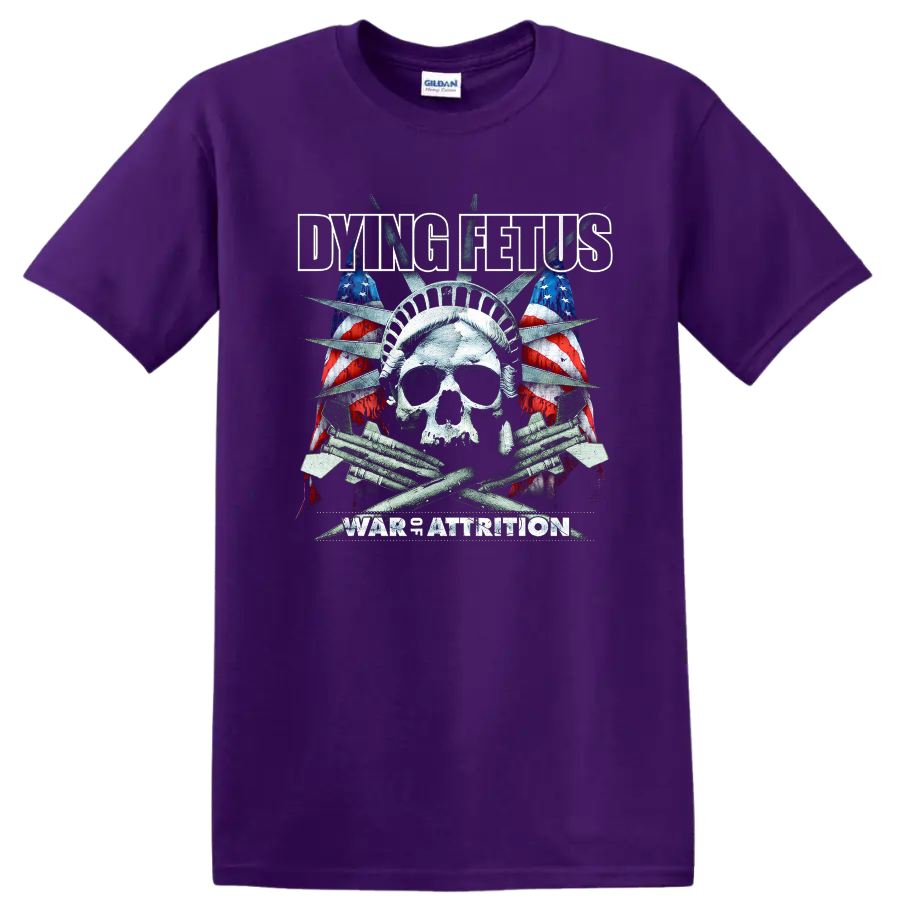 Dying Fetus rock metal skull and American flag graphic print T - Purple