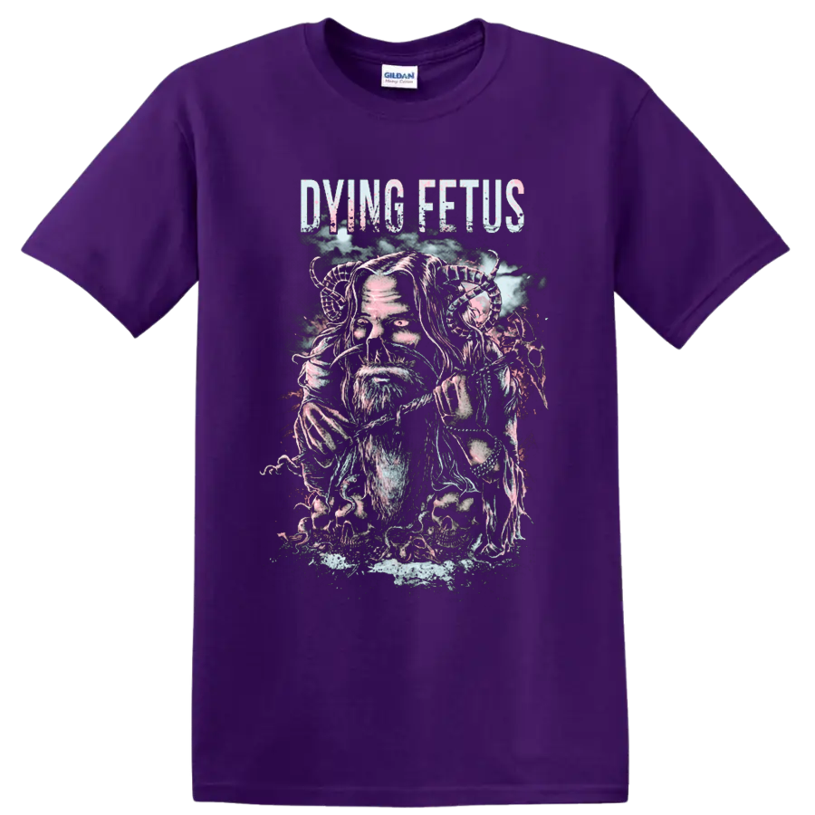 DYING FETUS death metal graphic print with skull portrait T - Purple