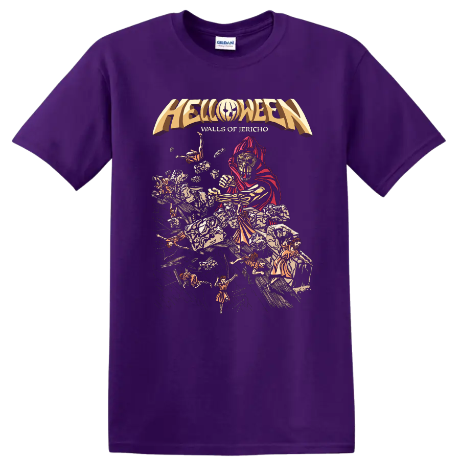 Helloween Walls of Jericho heavy metal graphic print T - Purple