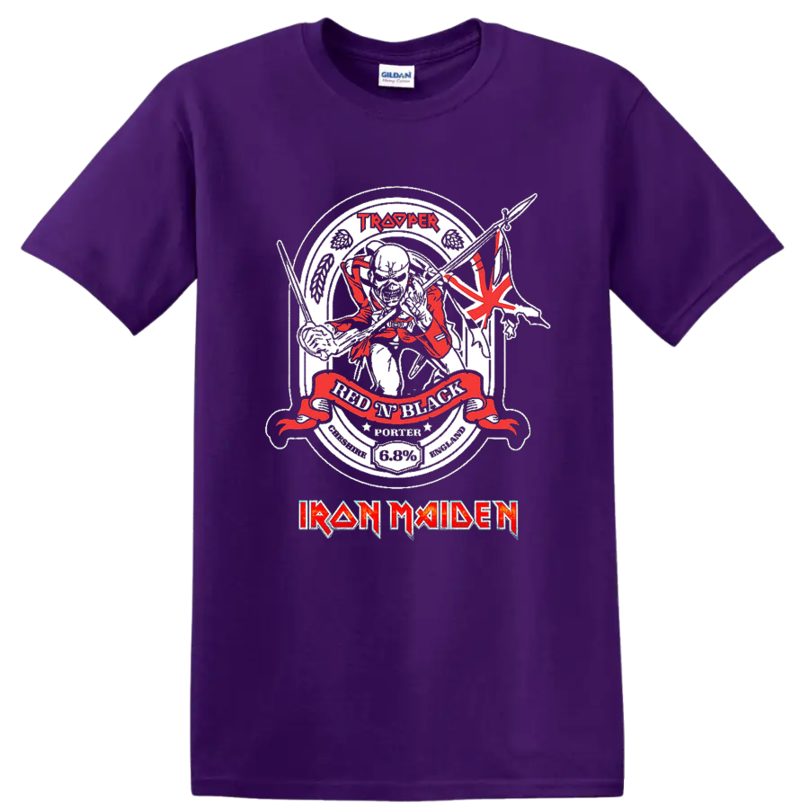 IRON MAIDEN Trooper skull battle graphic print T - Purple