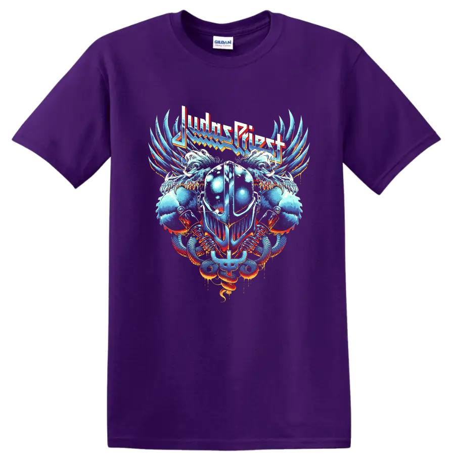 JUDAS PRIEST inspired winged helmet rock metal graphic print - Purple