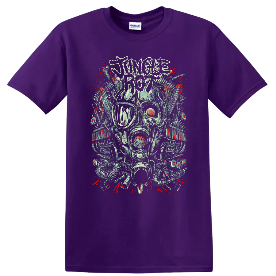 JUNGLE ROT skull gas mask rock metal graphic print - Purple