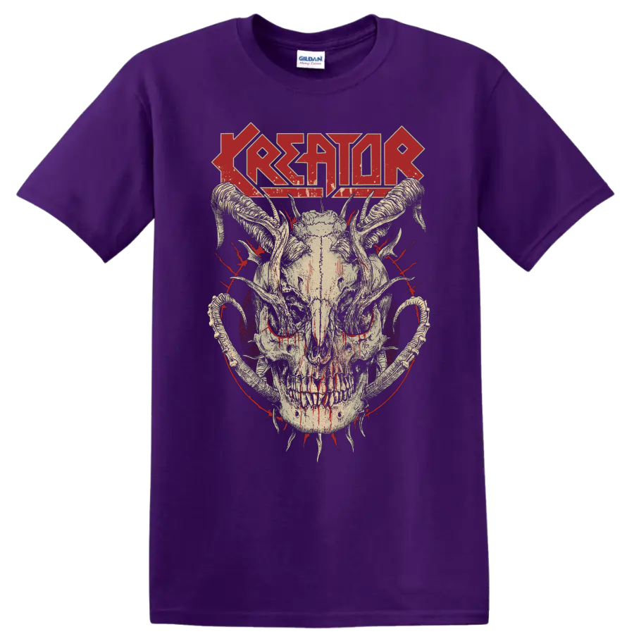 KREATOR wordmark with distressed skull and horns graphic print - Purple
