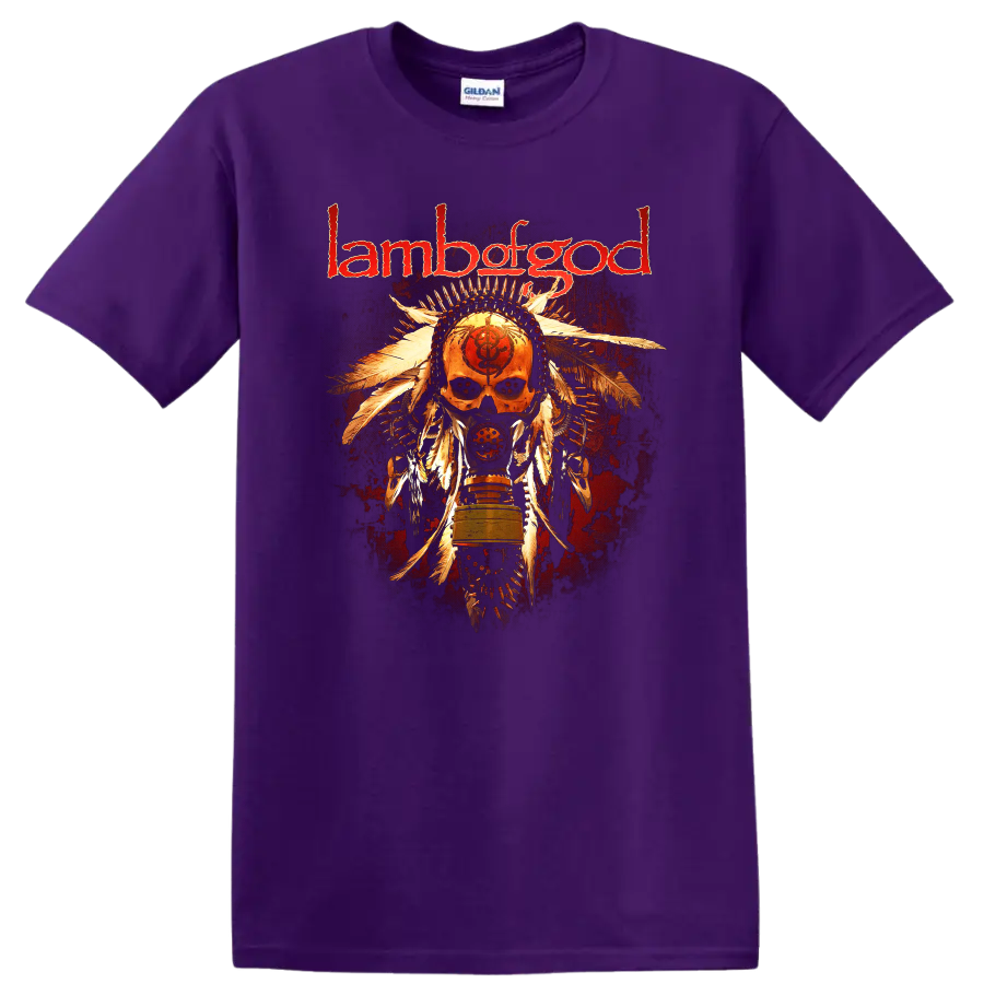 Lamb of God skull and feathers rock metal graphic print - Purple