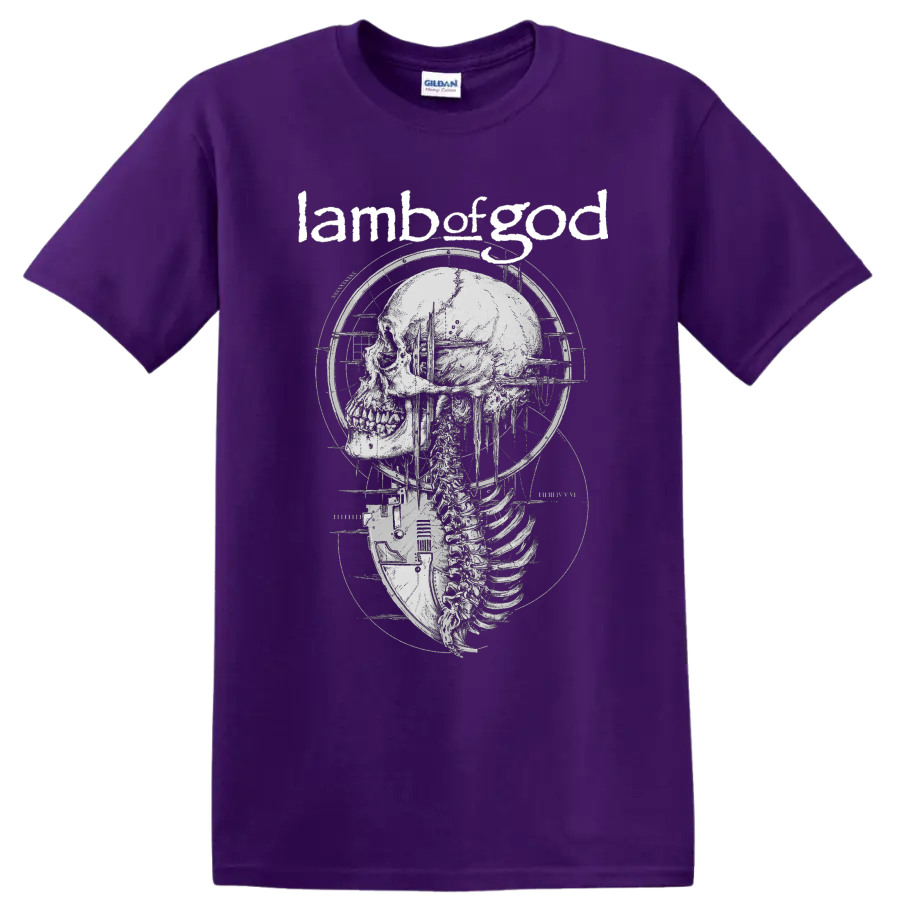 Lamb of God skull and skeleton graphic metal band - Purple