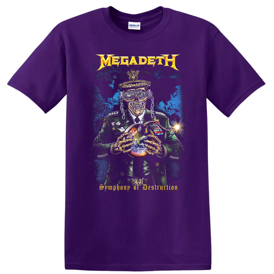 MEGADETH Symphony of Destruction skull and soldier graphic print T - Purple