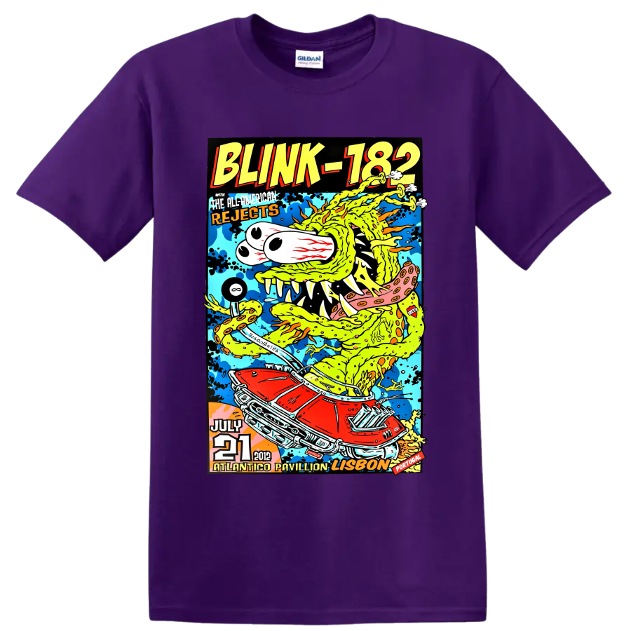 Blink-182 and All-American Rejects 2012 concert poster graphic print on a Purple T Shirt