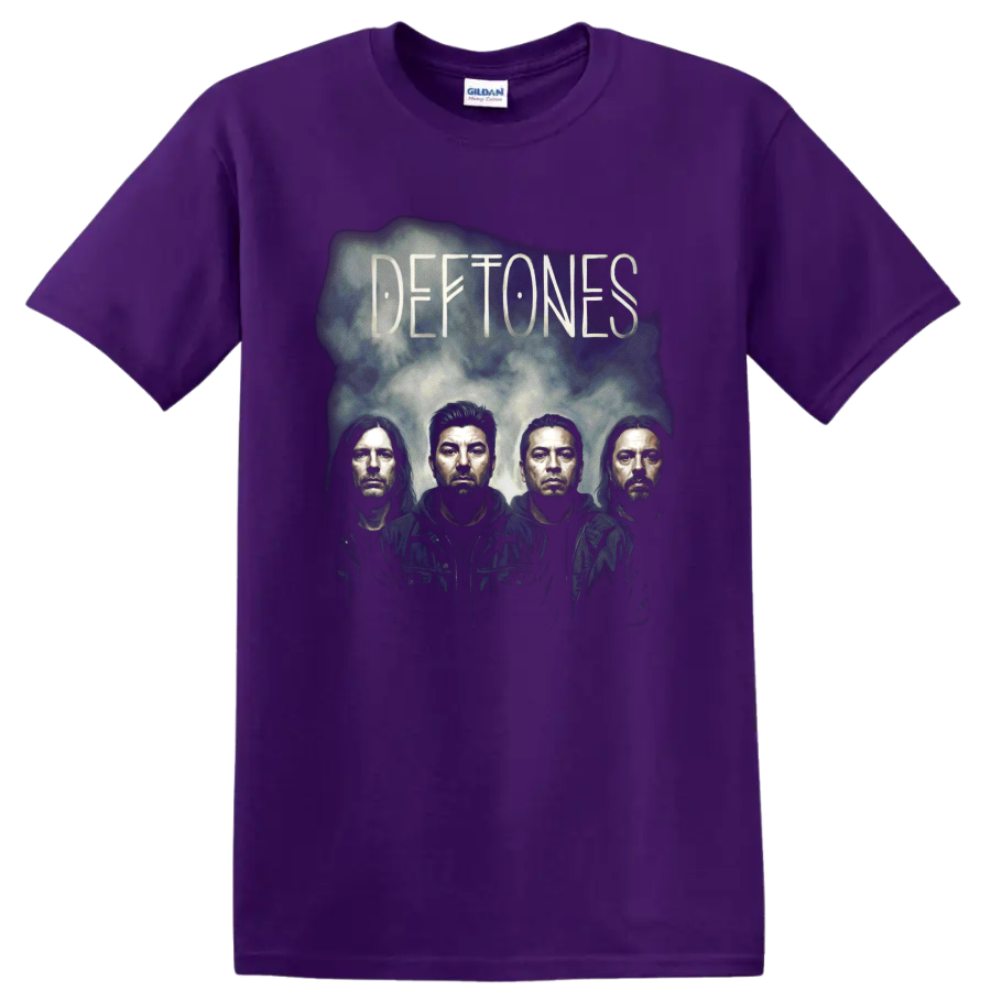 Deftones dark portrait poster artwork with four figures on a Purple T Shirt