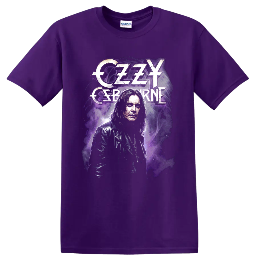 Ozzy Osbourne Black Sabbath purple portrait rock graphic on a Purple T Shirt