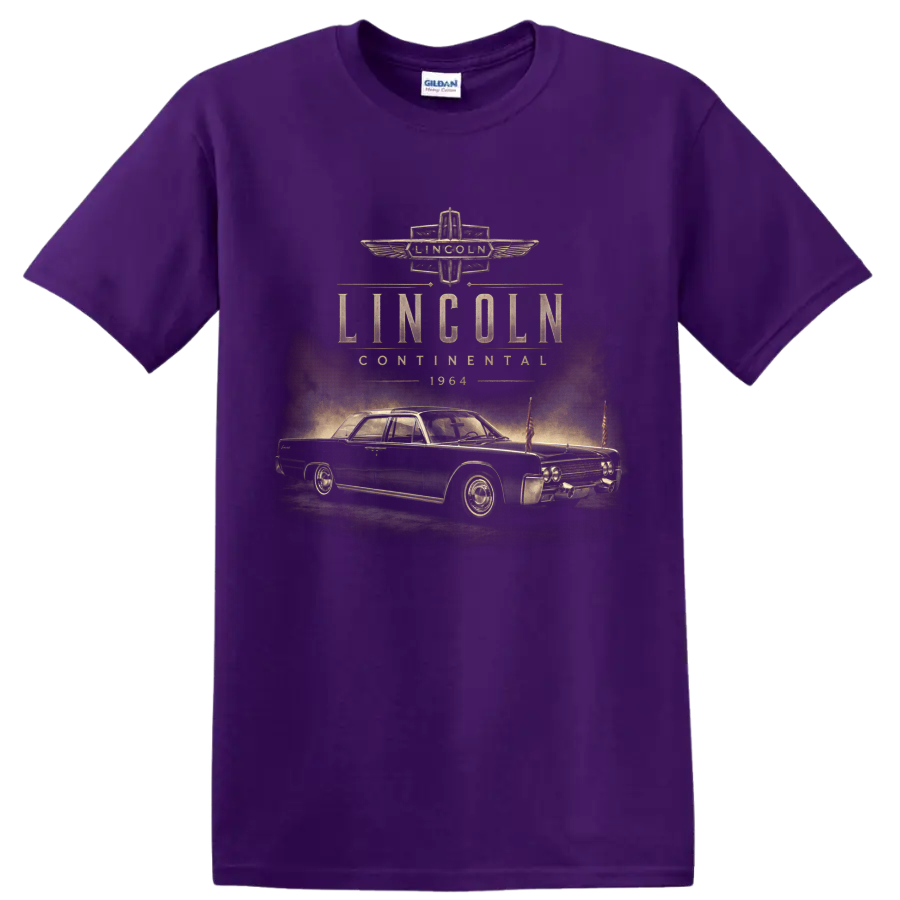 1964 Lincoln Continental vintage classic car graphic print on a Purple T Shirt