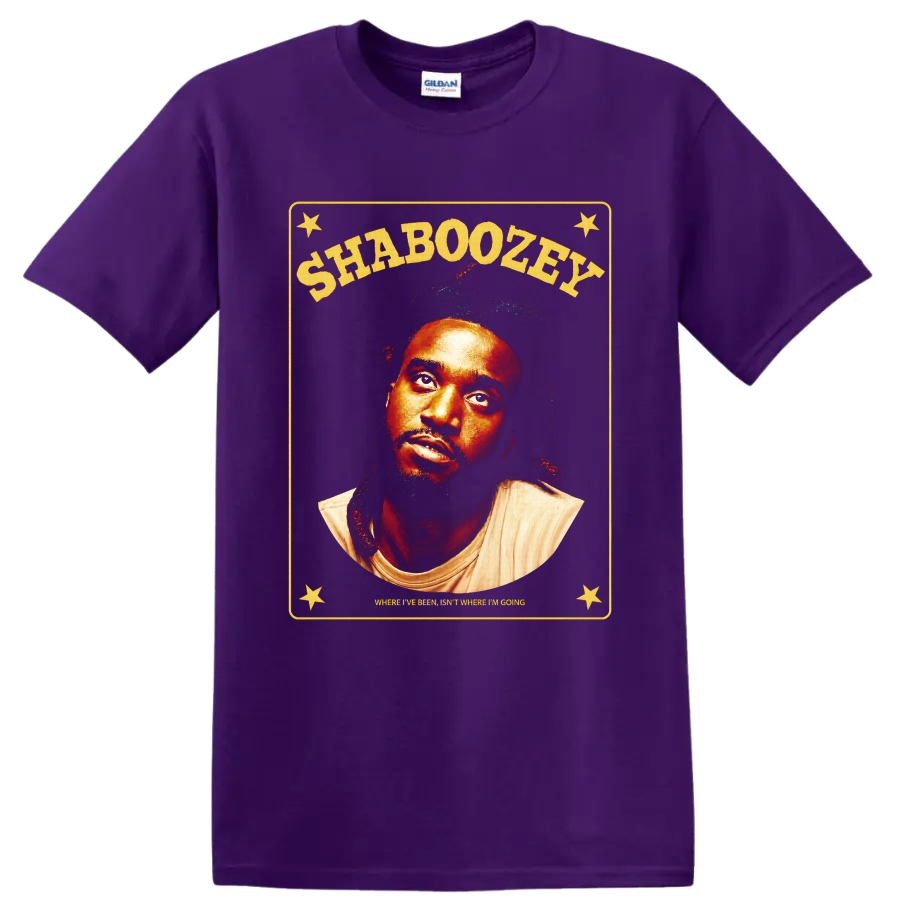 Shaboozey vintage country portrait with stars and Where I've Been quote on a Purple T Shirt