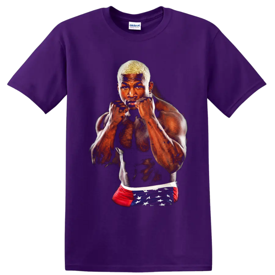 Kevin Randleman The Monster MMA fighter portrait in a guarded stance on a Purple T Shirt