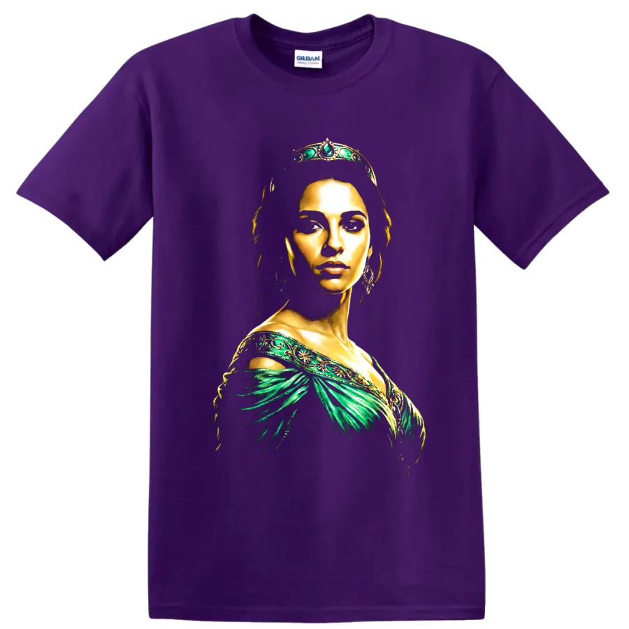 Princess Jasmine portrait from Aladdin in emerald and gold fantasy art on a Purple T Shirt