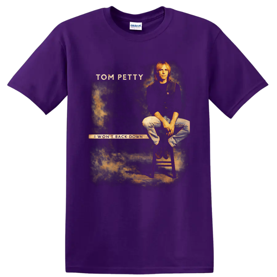 Tom Petty I Won't Back Down vintage rock poster portrait graphic on a Purple T Shirt