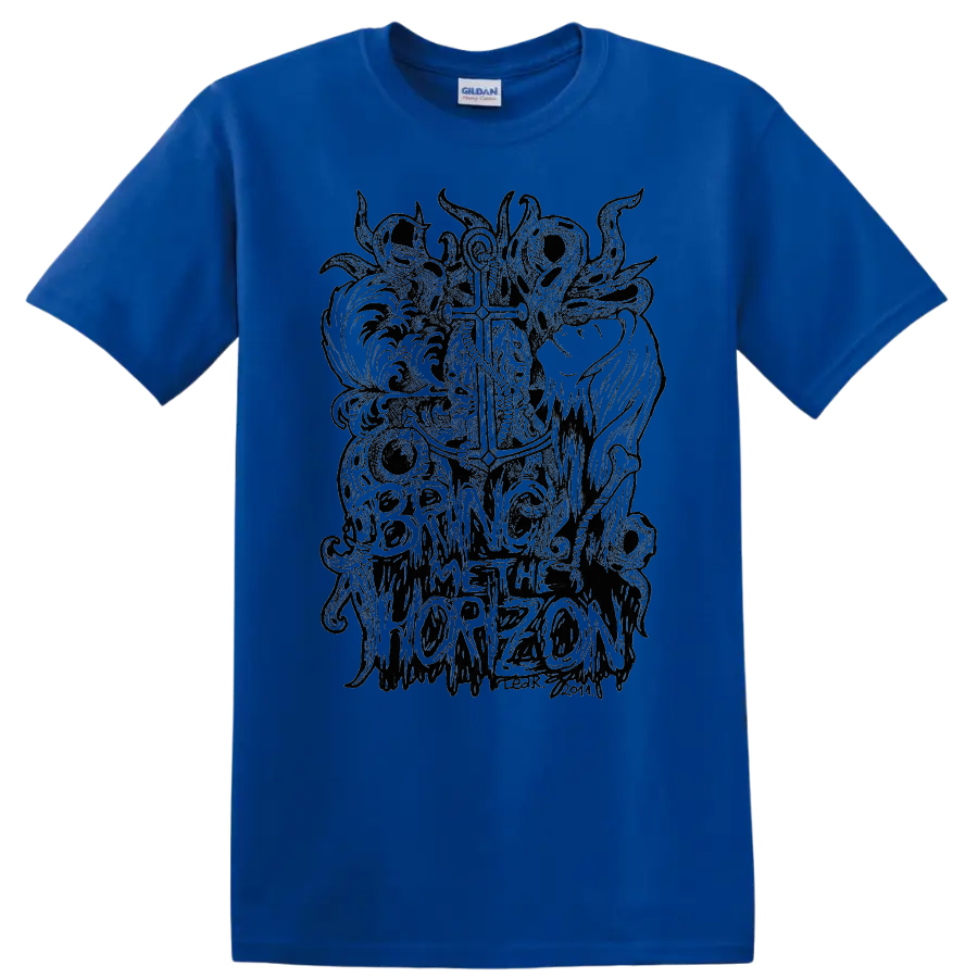 Bring Me The Horizon gothic skull and cross graphic print T - Royal (Blue)