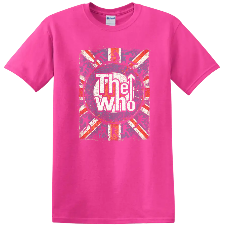The Who Retro Rock Band Album Cover Style T Shirt - Safety Pink