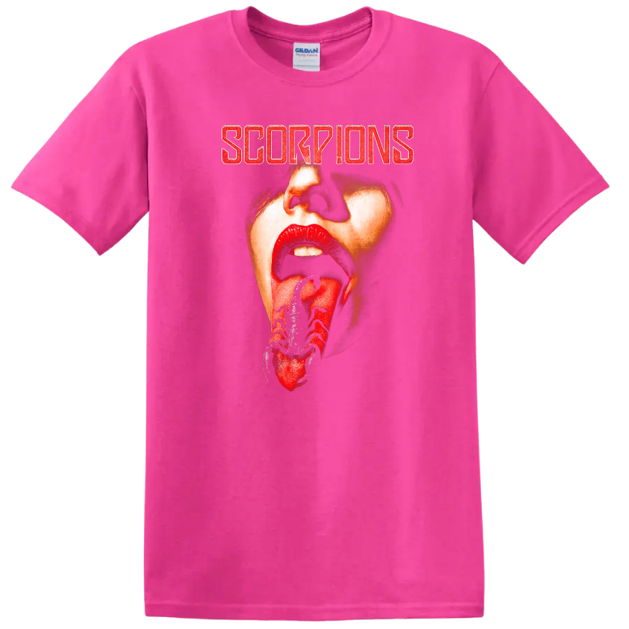 Scorpions Retro Rock Heavy Metal Album Cover Style T Shirt - Safety Pink