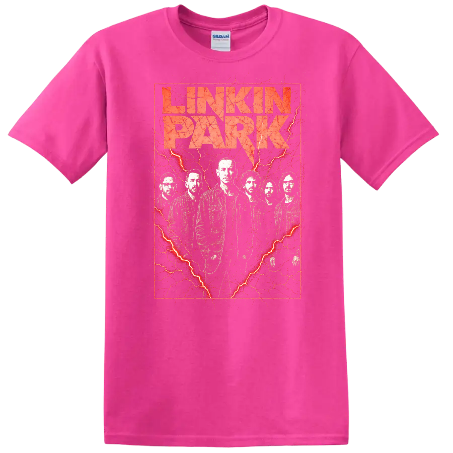 Linkin Park Retro Heavy Metal Album Cover Style T Shirt - Safety Pink