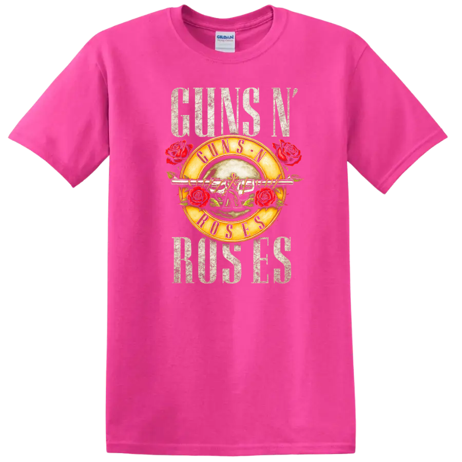 Guns N' Roses Retro Rock Album Cover Legend T Shirt - Safety Pink