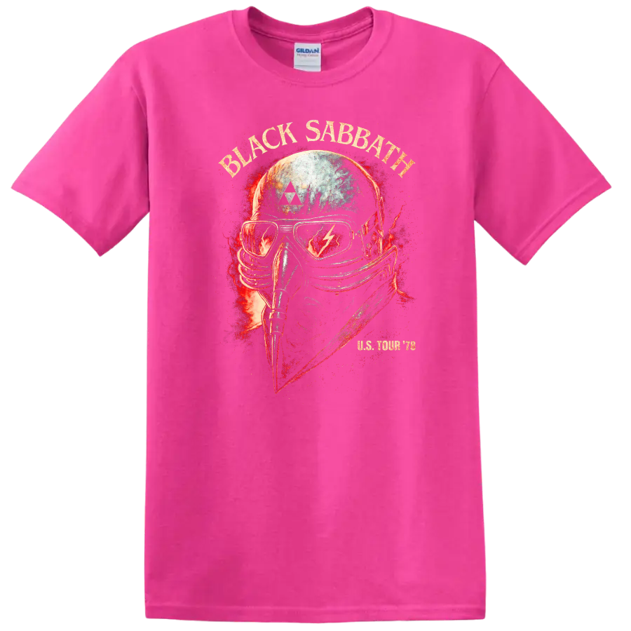 Black Sabbath Retro Heavy Metal Album Style T Shirt for Rock Fans - Safety Pink