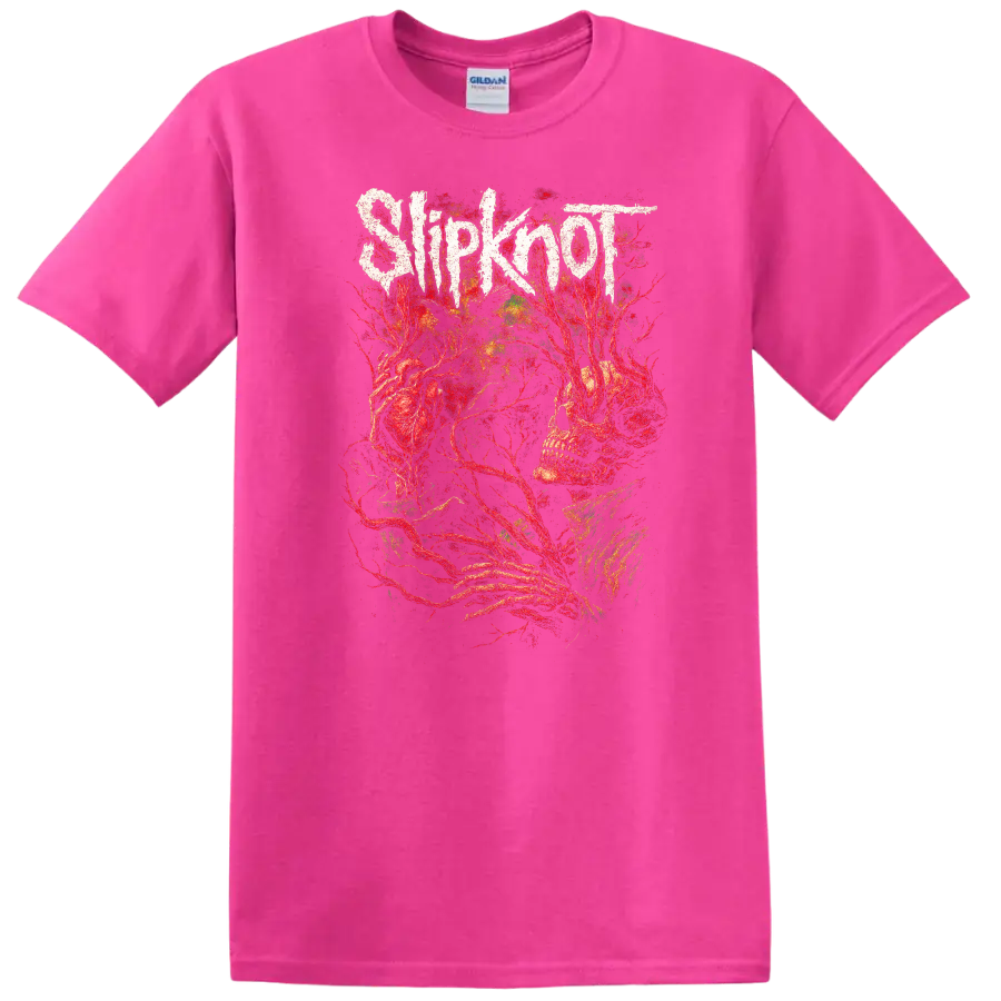Slipknot Heavy Metal Band Logo Style T Shirt Retro Rock Graphic - Safety Pink
