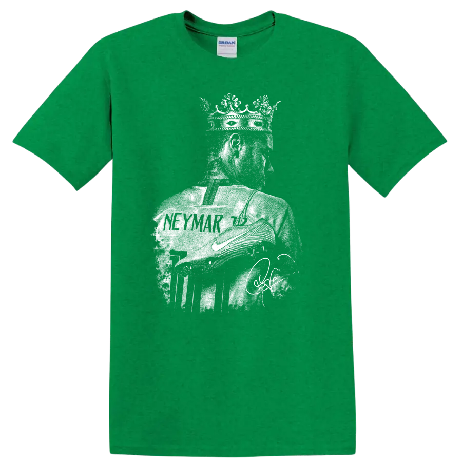 Retro Neymar soccer legend portrait graphic T - Antic Irish Green