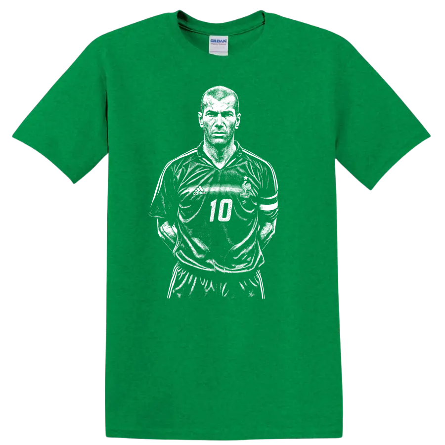 Black and white retro soccer portrait graphic T-shirt inspired by - Antic Irish Green