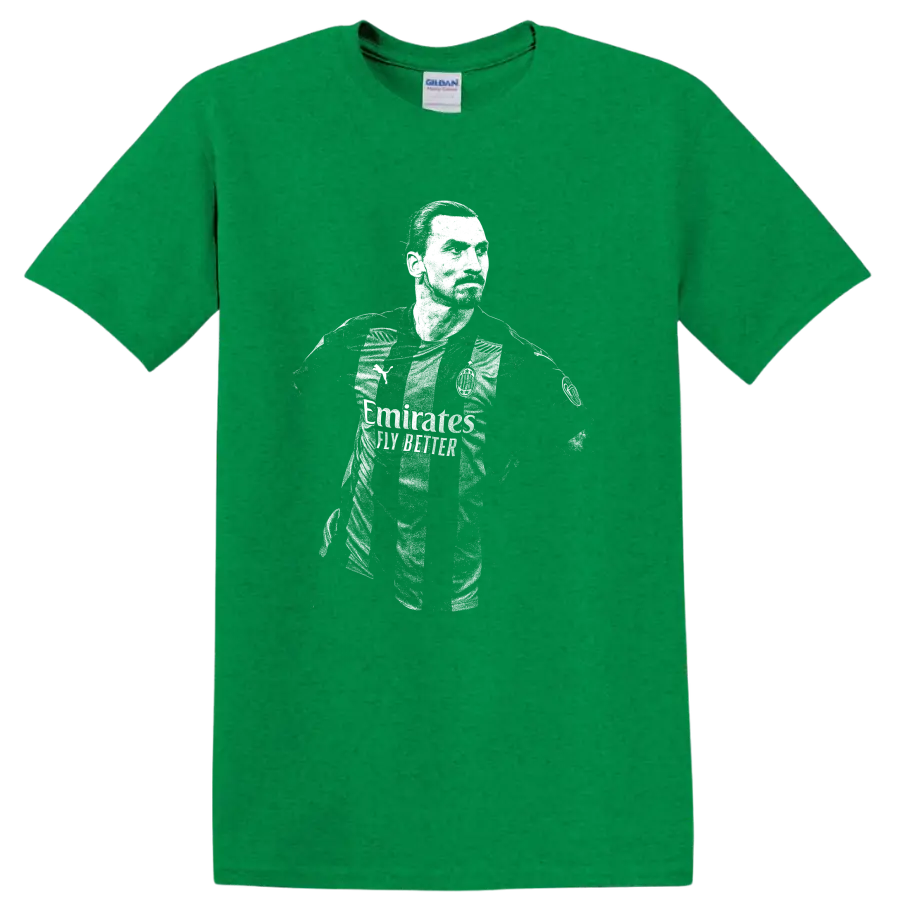 Retro soccer portrait of Zlatan Ibrahimović legend style T - Antic Irish Green
