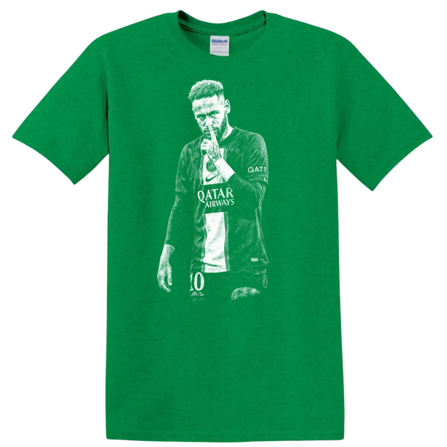 Retro soccer player portrait silhouette design inspired by Neymar Jr. T - Antic Irish Green