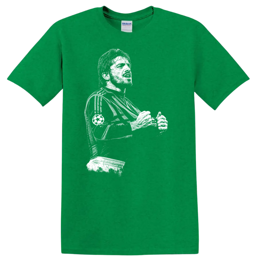 Retro black and white pixel portrait of Gennaro Gattuso soccer legend T - Antic Irish Green