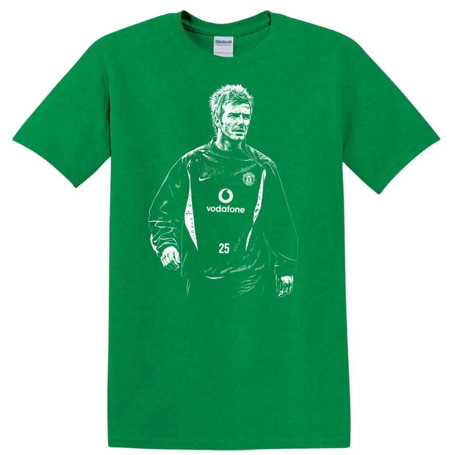 Black and white retro soccer player portrait graphic - Antic Irish Green