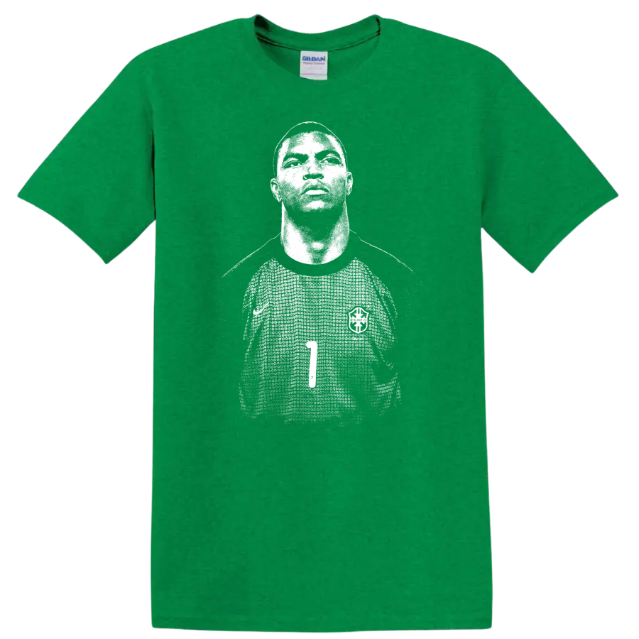 Retro soccer portrait style graphic of Nelson de Jesus Silva - Antic Irish Green