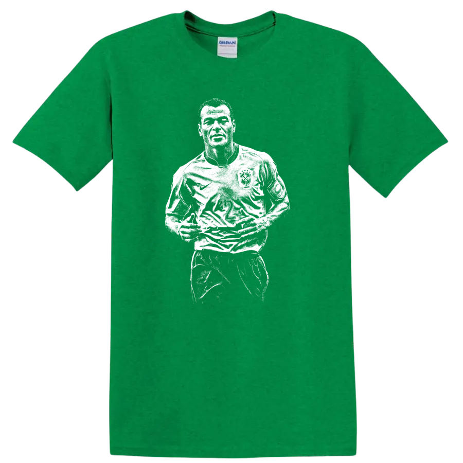 Retro soccer legend portrait style design inspired by Marcos Evangelista de Morais on T - Antic Irish Green