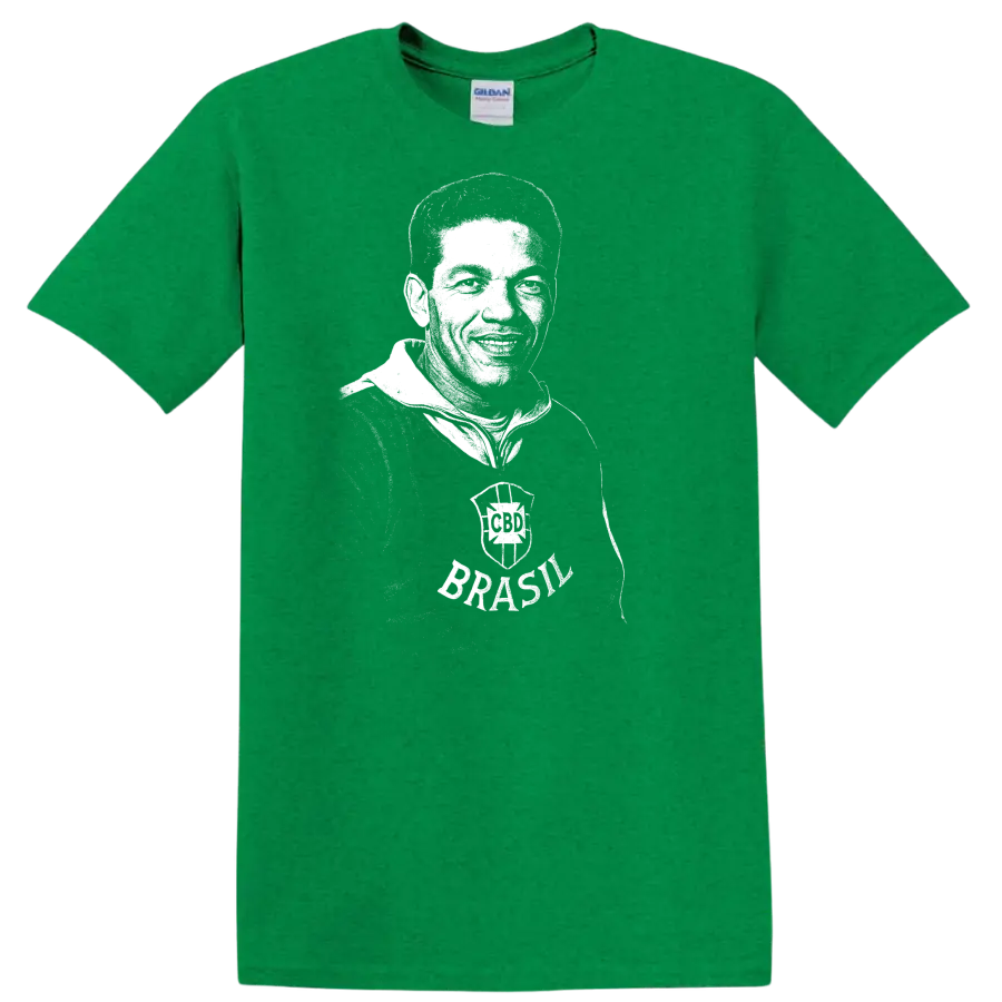 Black and white retro soccer legend portrait graphic T - Antic Irish Green