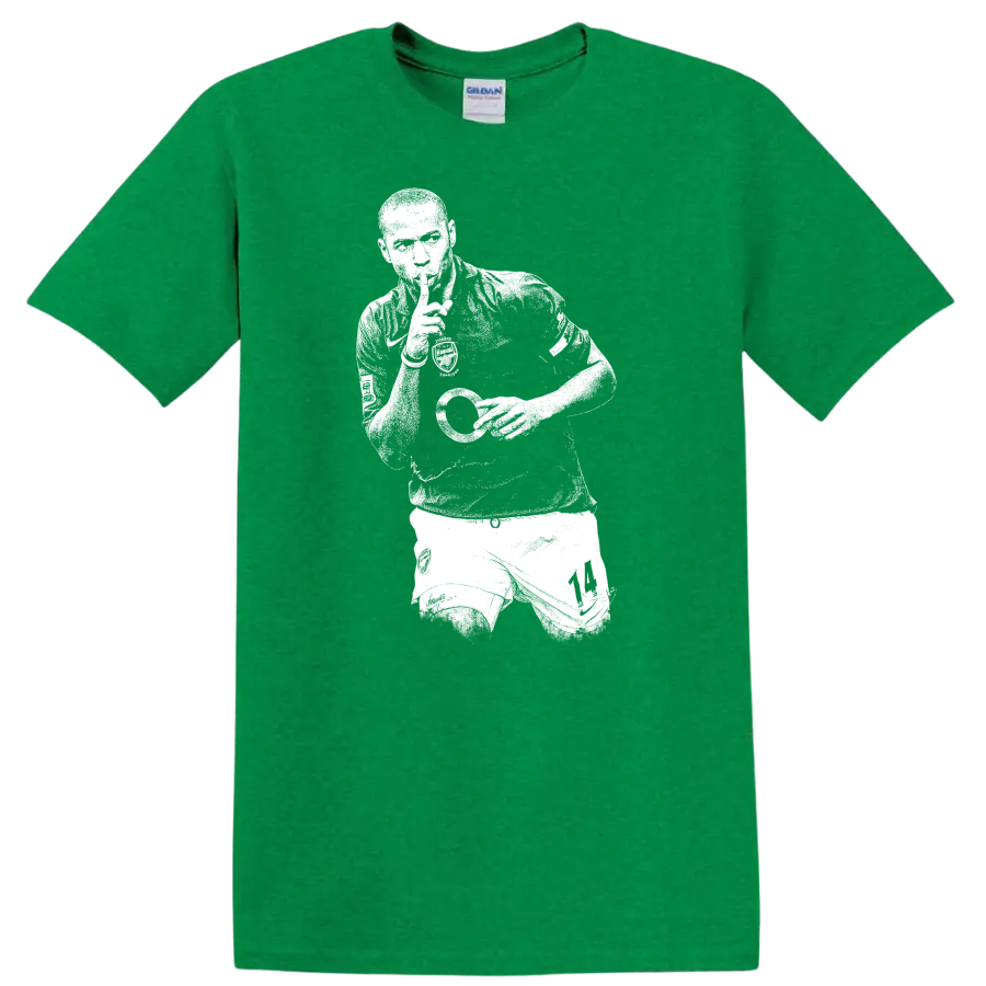 Retro soccer legend portrait style Thierry Henry T Shirt - Antic Irish Green