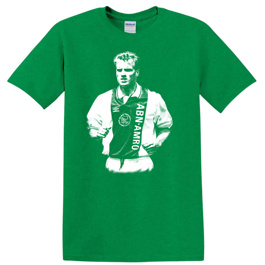Retro black and white Dennis Bergkamp portrait T Shirt - Antic Irish Green