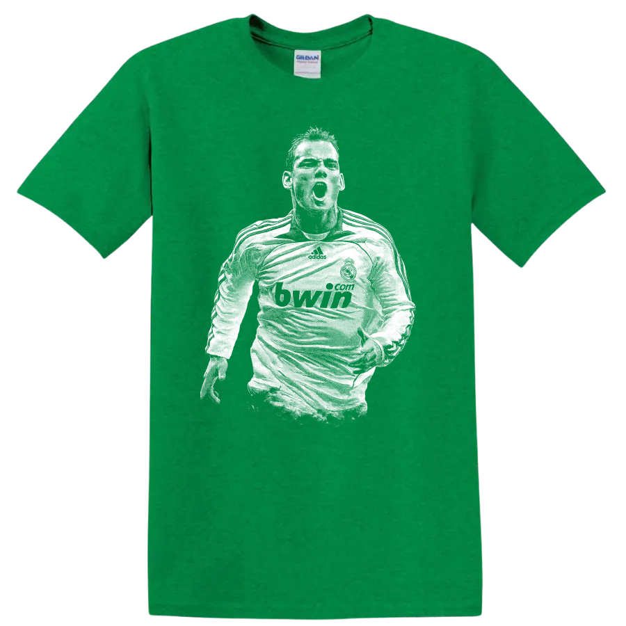 Retro pixel-style Cristiano Ronaldo portrait T shirt - Antic Irish Green
