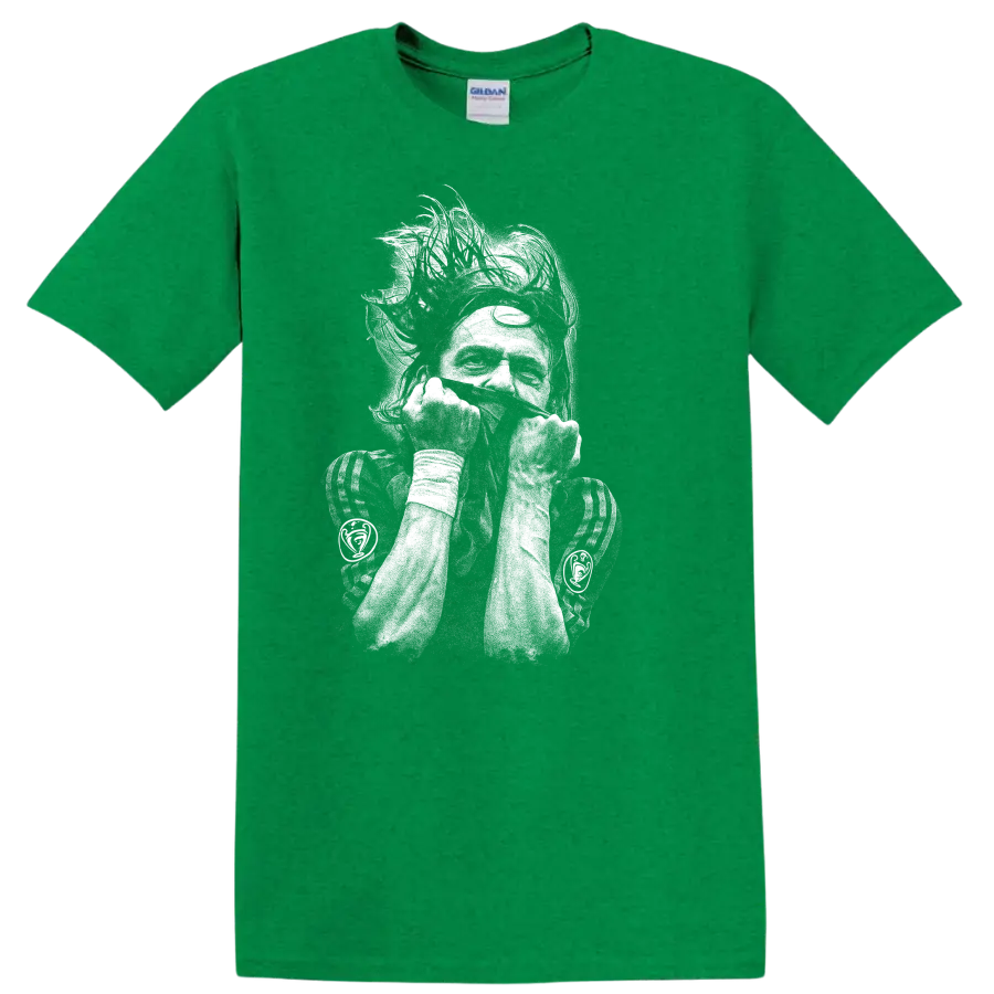 Retro soccer portrait of Zlatan Ibrahimović style T Shirt - Antic Irish Green