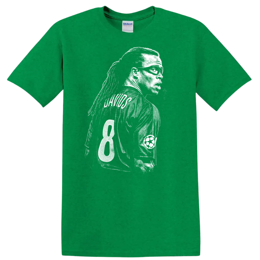Black and white retro soccer player portrait design T - Antic Irish Green