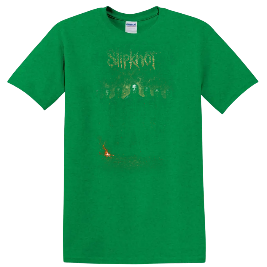 Slipknot Retro Heavy Metal Band Album Cover Style T Shirt - Antic Irish Green