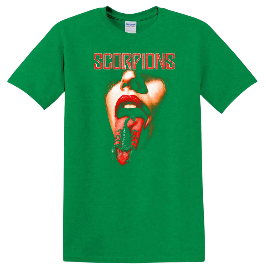 Scorpions Retro Rock Heavy Metal Album Cover Style T Shirt - Antic Irish Green