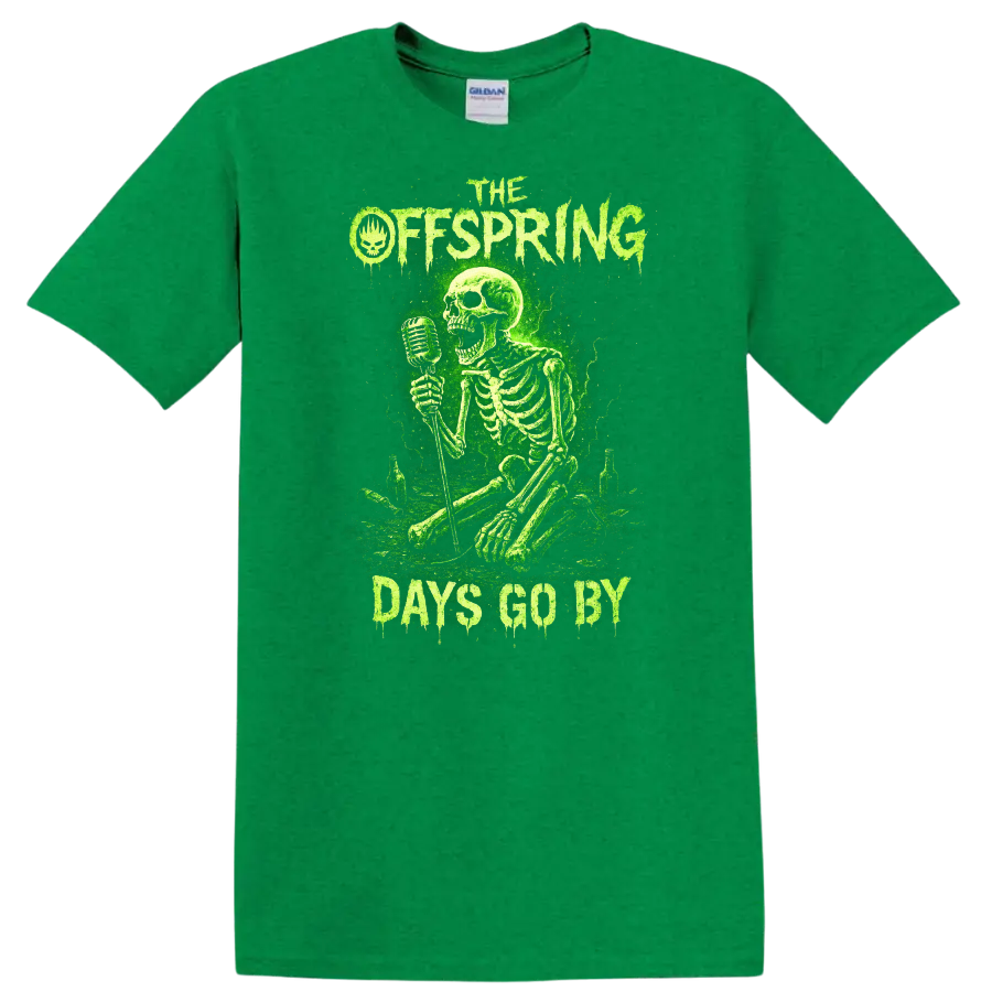 The Offspring Days Go By Green Skeleton Retro Rock T Shirt - Antic Irish Green