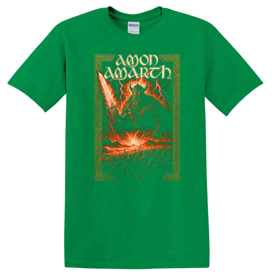 Amon Amarth Viking Heavy Metal Album Art T Shirt - Antic Irish Green